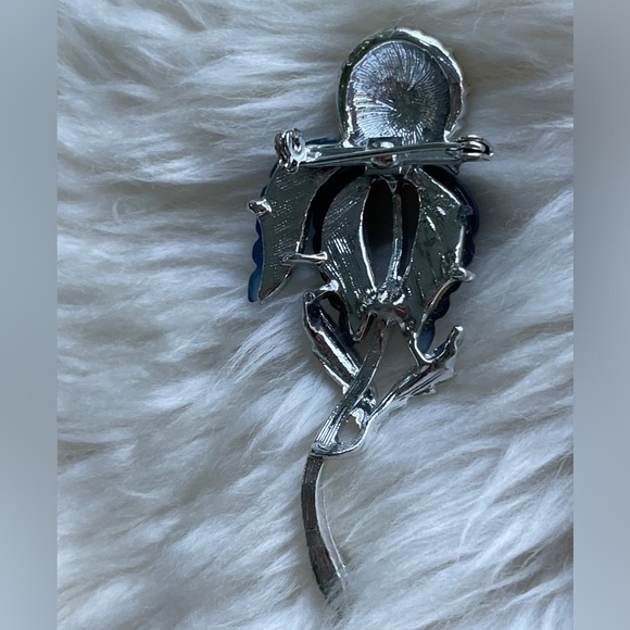 Rare Vintage 1960s AB Rhinestone & Thermoset Flower Brooch Unsigned Lisner - Picture 5 of 8